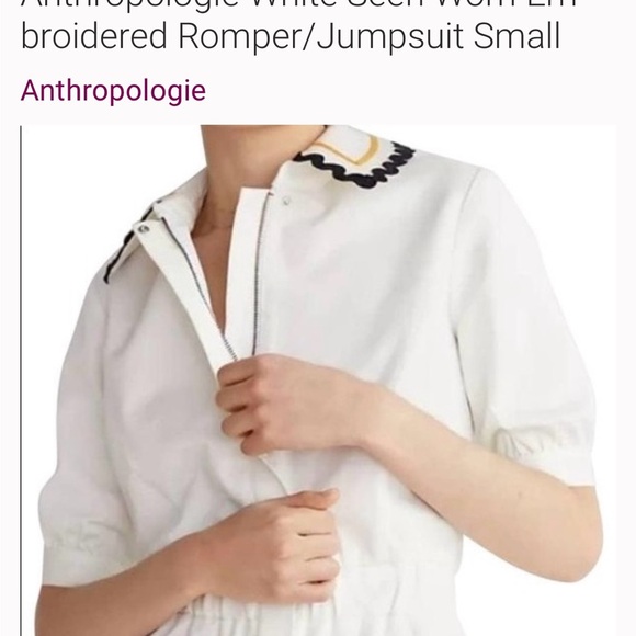 Anthropologie Seen Worn embroidered romper. - Picture 2 of 8